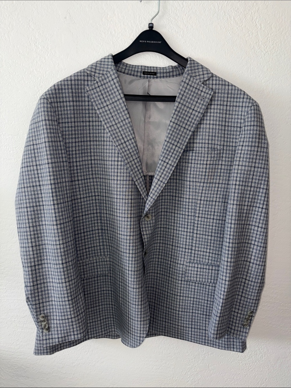 Joseph Abboud Light Gray and Blue Check Sport Coat
